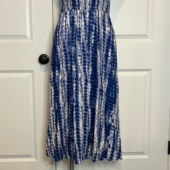 THML Blue Purple Tie Dye Sleeveless Ruffle Smocked Midi Dress S - Picture 5 of 10